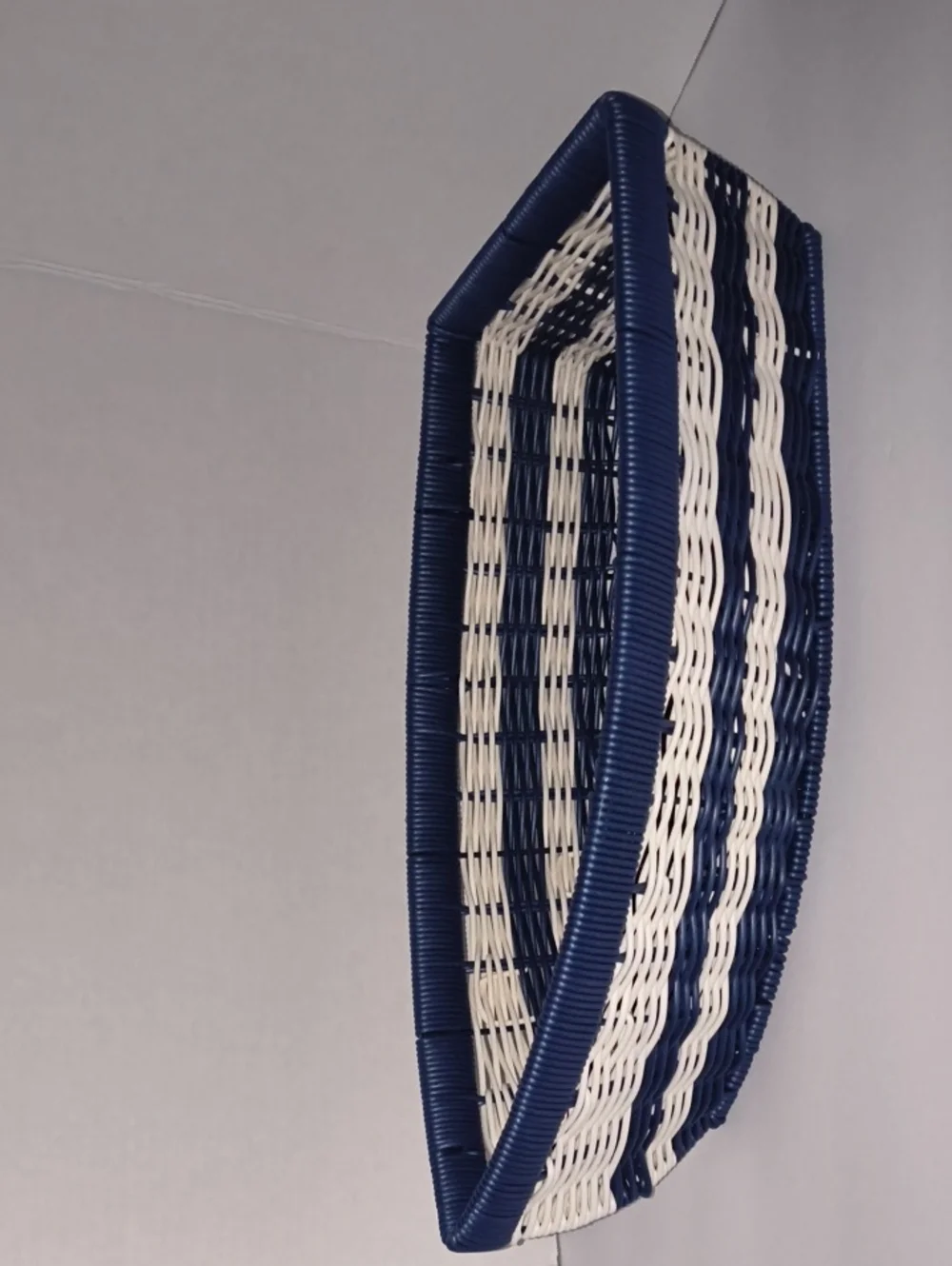 Woven Navy and White Decorative Storage Basket